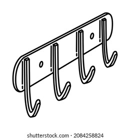 Wall Hangers Part of Furniture and Home Decoration Hand Drawn Icon Set Vector.