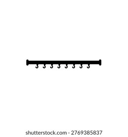Wall hook rail with multiple hooks for hanging items.