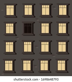 la pared de la casa por la noche cuando las luces están encendidas en el Windows