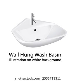 Wall Hung Wash Basin Illustration on white background Vol 01