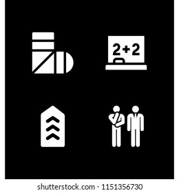 wall icon. 4 wall set with plaster, blackboard, problem and chevron vector icons for web and mobile app