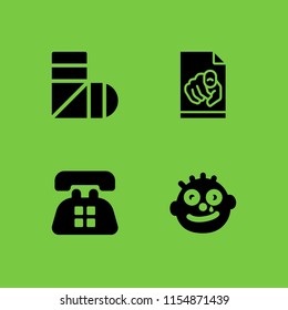 wall icon. 4 wall set with poster, clown, plaster and old telephone vector icons for web and mobile app
