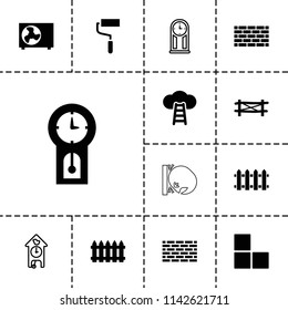 Wall icon. collection of 13 wall filled and outline icons such as fence, roller, air conditioner, ladder to the sky, pendulum. editable wall icons for web and mobile.