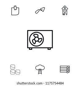 Wall icon. collection of 7 wall outline icons such as trowel, glued note, air conditioner, ladder to the sky. editable wall icons for web and mobile.