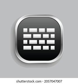 wall icon design. Glossy Button style rounded rectangle isolated on gray background.. Vector illustration