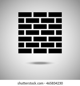 Wall icon. Flat style.Grey background. Vector illustration.