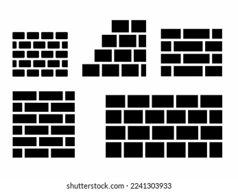 Ilustración de icono de pared. Conjunto de iconos de pared de estilo plano. Vector de material.