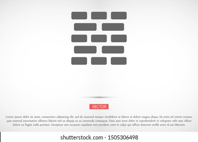 Wall icon illustration isolated vector symbol. Wall Icon in trendy flat style isolated on grey background icon. Wall brick symbol for your web site design icon logo app