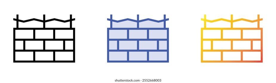 wall icon. Linear, Blue Fill and Gradient Style Design Isolated On White Background