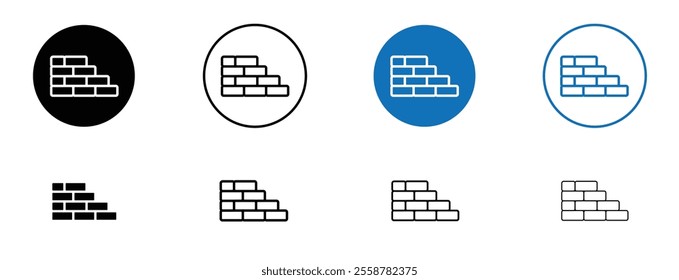 Wall icon set in black and blue colors