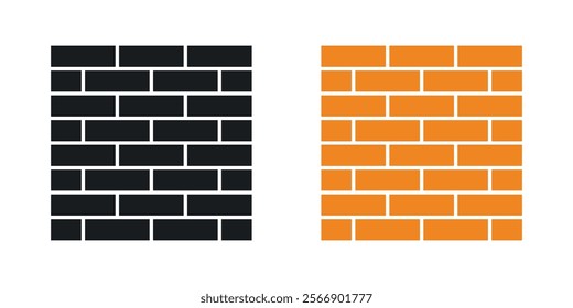 Wall icon set in black and colored