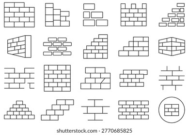 Wall icon set. Building and development, barrier, construction, side symbol. Vector illustration.