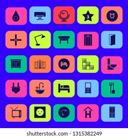 wall icon set with spade pitchfork, plug and door open vector illustration