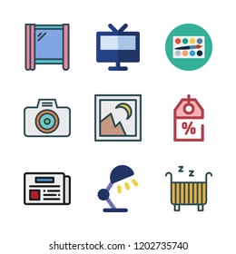 wall icon set. vector set about television, discount, window and newspaper icons set.