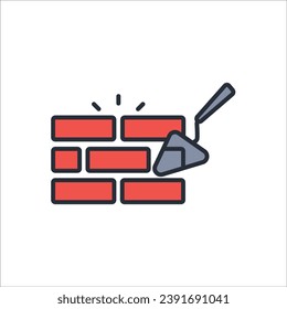 wall icon. vector.Editable stroke.linear style sign for use web design,logo.Symbol illustration.