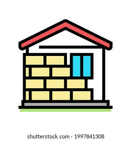 wall insulation outside mineral wool color icon vector. wall insulation outside mineral wool sign. isolated symbol illustration