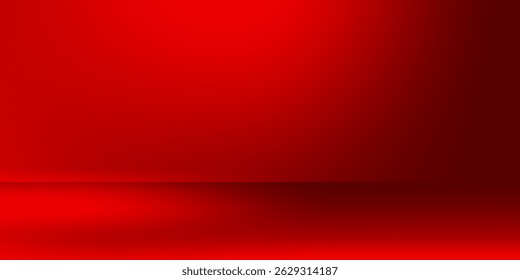 Wall interior background, studio  and backdrops show products.with shadow from window color Red background for text insertion and presentation product 