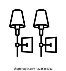 wall lamp ceiling line icon vector. wall lamp ceiling sign. isolated contour symbol black illustration