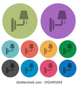 Wall lamp darker flat icons on color round background