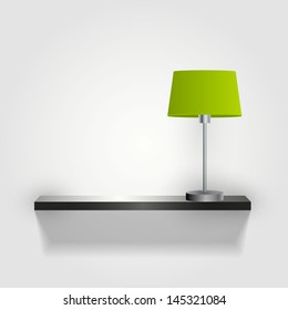  wall with lamp green lamp /vector/ minimal