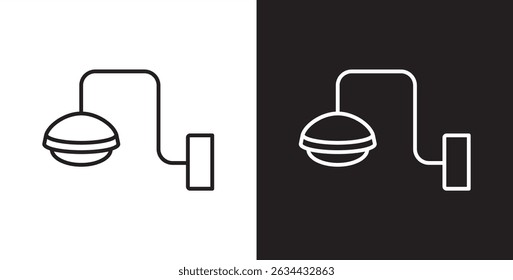 Icono de la lámpara de pared. Icono decorativo de la lámpara. Icono de Vector de lámpara interior y exterior, línea de lámpara de mesa y glifo. colección de icono de Vector en fondo transparente y negro.
