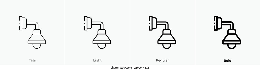 wall lamp icon. Thin, Light Regular And Bold style design isolated on white background