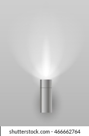 Wall lamp to illuminate facade in the form of chrome cylinder in vector graphics with transparency regime. Bra eps 10.