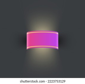 Wall lamp with indirect light. Modern interior night light. Realistic light furniture for room design. Electric sconce with lampshade on transparent background. Vector illustration