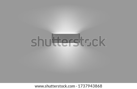 Wall lamp with indirect light. Modern interior night light. Vector mockup