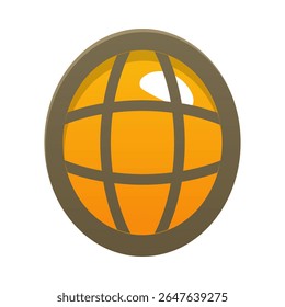Lâmpada de parede com ícone plano de lâmpada redonda. Forma oval de lustre moderno, lanterna com sombra redonda de metal. Cartoon loft elemento de design interior. Ilustração vetorial isolada no plano de fundo branco