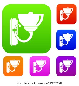 Wall lamp set icon color in flat style isolated on white. Collection sings vector illustration