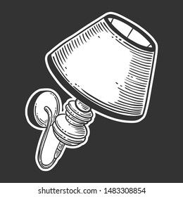Wall lamp. Vector concept in doodle and sketch style. Hand drawn illustration for printing on T-shirts, postcards. Icon and logo idea.