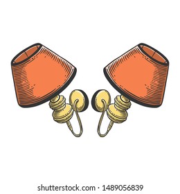 Wall lamp. Vector concept in doodle and sketch style. Hand drawn illustration for printing on T-shirts, postcards. Icon and logo idea.