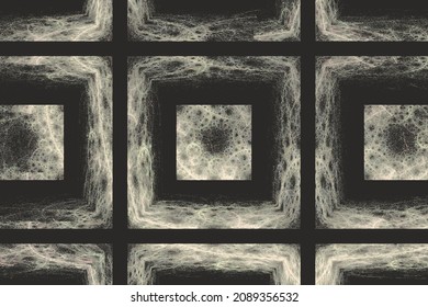 Una pared de grandes cuadrados amarillos sobre un fondo negro. Resumen de imagen vectorial.