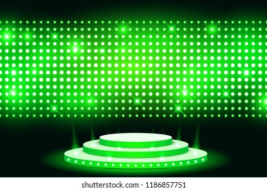 Wall led light screen stage with lightbulp background vector illustration