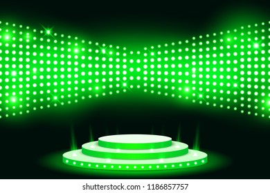 Wall led light screen stage with lightbulp background vector illustration