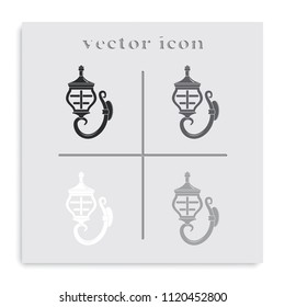 Wall light flat black and white vector icon. Sconce illustration.