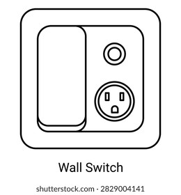 Wall Light Switch and Power Outlet Line Icon Electrical Panel