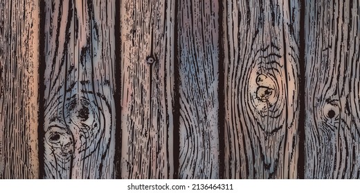 Wall made of old boards. Vector design, rustic. 