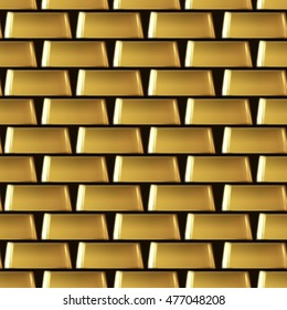 Wall of many gold bars background. Seamless vector