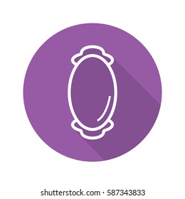 Wall mirror flat linear long shadow icon. Vector line symbol