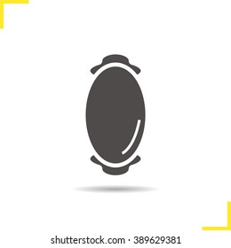 Wall mirror icon. Drop shadow silhouette symbol. House decoration oval mirror furniture item. Wall mirror logo concept. Vector  isolated illustration