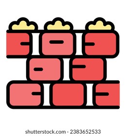 Wall mortar icon outline vector. Brick construction. Build worker color flat