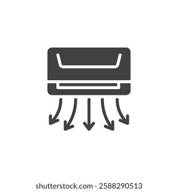 Wall mounted AC unit with cool air waves vector icon. filled flat sign for mobile concept and web design. Air Conditioner glyph icon. Symbol, logo illustration. Vector graphics
