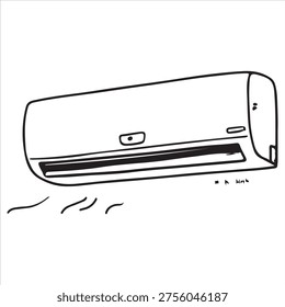 Wall Mounted Air Conditioner Doodle Vector Illustration
