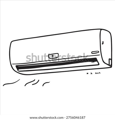 Wall Mounted Air Conditioner Doodle Vector Illustration