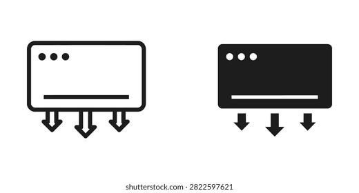 Wall mounted air conditioning unit icon set with airconditioner ventilation temperature appliance climatecontrol