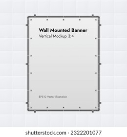 Banner montado en pared sobre la ilustración del vector de fondo de mármol.