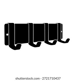Ilustração de vetor de silhueta de gancho de gancho de roupa montada na parede para organização de interiores e design de acessório de armazenamento de entrada