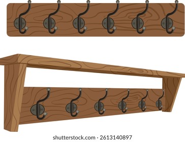 wall mounted coat rack, wooden wall-mounted rack.